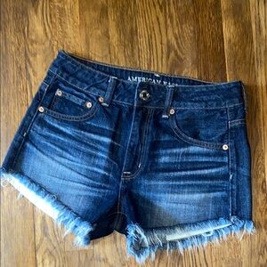 American Eagle Outfitters Blue Jean Shorts Distressed Hem Festival